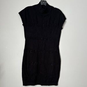 Black Embellished Short Sleeve Knit Dress size M